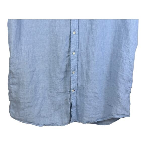 Cremieux Mens Short Sleeve Size 2XT 100% Linen Button Up Nautical Preppy Beach - Picture 3 of 12